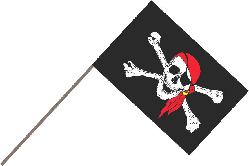 Piratenfahne, Stockfahne, Pirat, Stab, Stockfahne Pirat